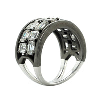 Etho Maria Blackened 18K White Gold 2 Row Emerald Cut Diamond Ring