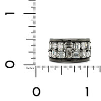 Etho Maria Blackened 18K White Gold 2 Row Emerald Cut Diamond Ring