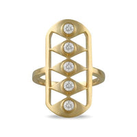 18K Yellow Gold Elongated Diamond Ring