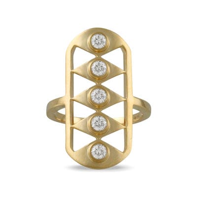 18K Yellow Gold Elongated Diamond Ring
