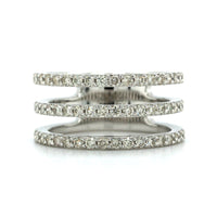 14K White Gold 3 Row Diamond Ring, 14k white gold, Long's Jewelers
