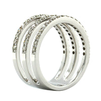 14K White Gold 3 Row Diamond Ring, 14k white gold, Long's Jewelers