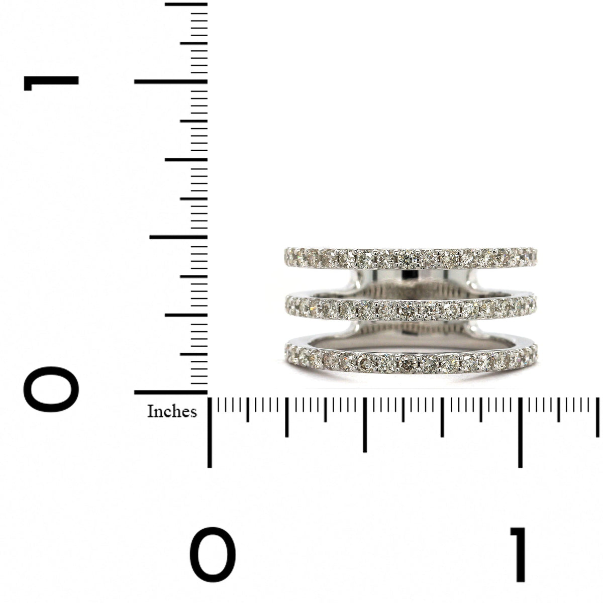 14K White Gold 3 Row Diamond Ring, 14k white gold, Long's Jewelers