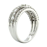 14K White Gold 3 Row Round and Baguette Diamond Ring, 14k white gold, Long's Jewelers
