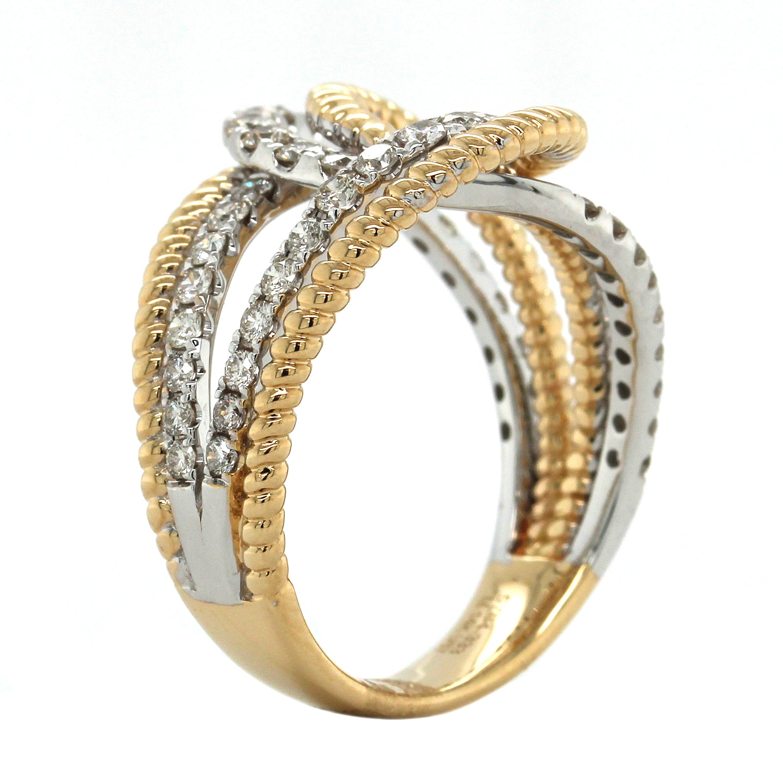 14K Two-Tone Gold Twist Diamond Ring, 14k yellow and white gold, Long's Jewelers