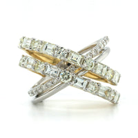 14K Two-Tone Gold Criss Cross Diamond Ring, 14k yellow and white gold, Long's Jewelers