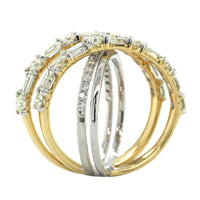 14K Two-Tone Gold Criss Cross Diamond Ring, 14k yellow and white gold, Long's Jewelers