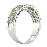 14K White Gold 3 Row Round and Baguette Diamond Ring, 14k white gold, Long's Jewelers