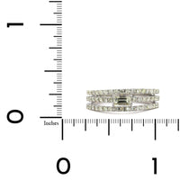 14K White Gold 3 Row Round Baguette Center Diamond Ring, 14k white gold, Long's Jewelers