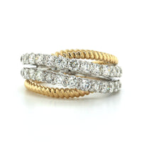 14K Two-Tone Gold Criss Cross Diamond Ring, 14k yellow and white gold, Long's Jewelers