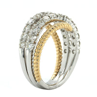 14K Two-Tone Gold Criss Cross Diamond Ring, 14k yellow and white gold, Long's Jewelers