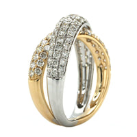 14K Two-Tone Gold Criss Cross Pave Diamond Ring, 14k yellow and white gold, Long's Jewelers