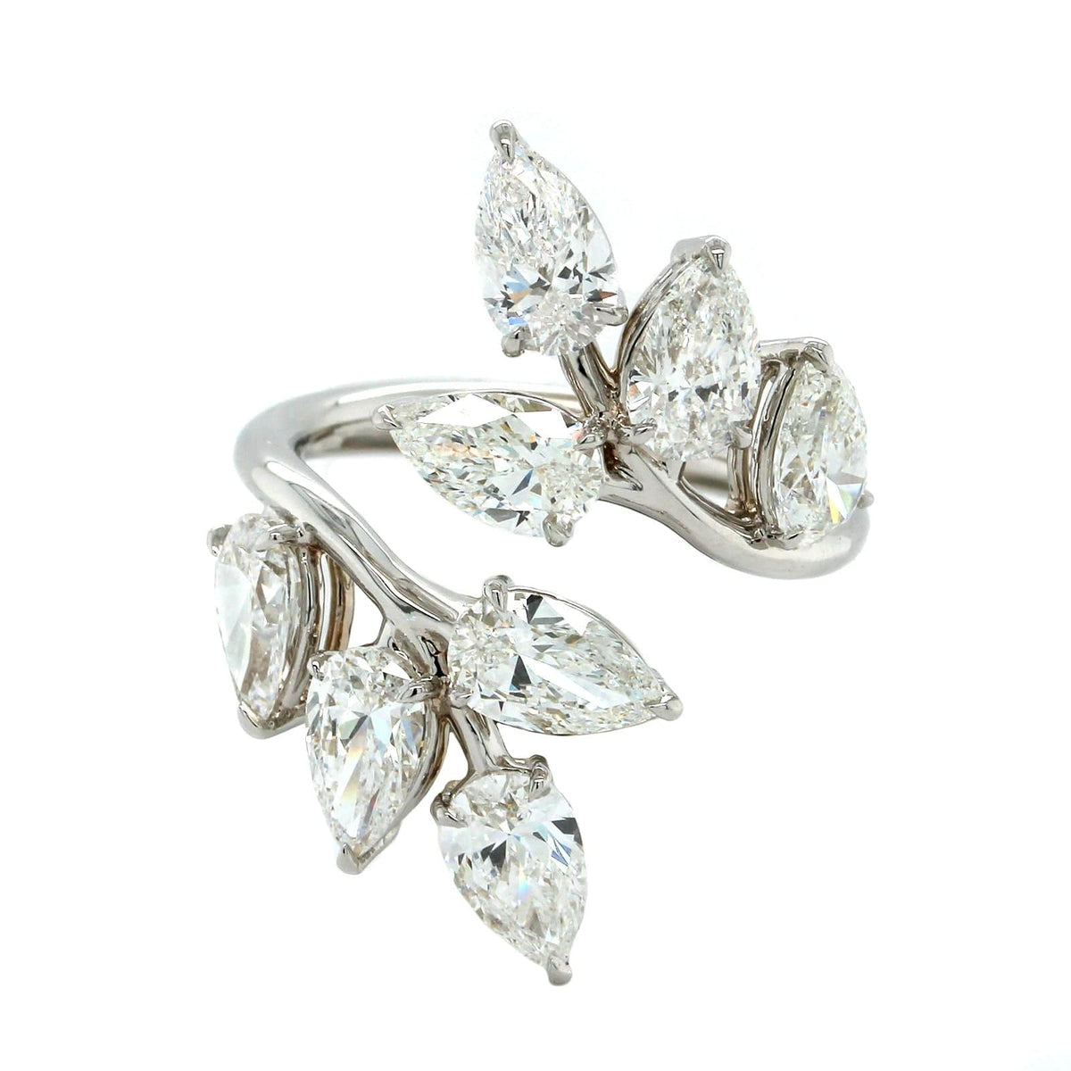 18K White Gold Pear Shape Diamond Bypass Ring, 18k white gold, Long's Jewelers