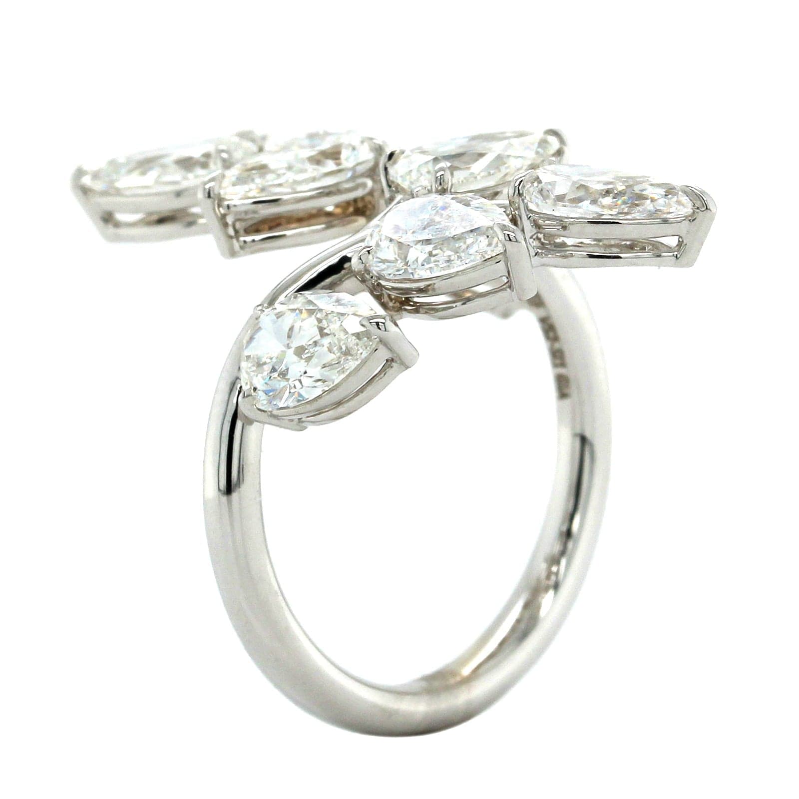 18K White Gold Pear Shape Diamond Bypass Ring, 18k white gold, Long's Jewelers