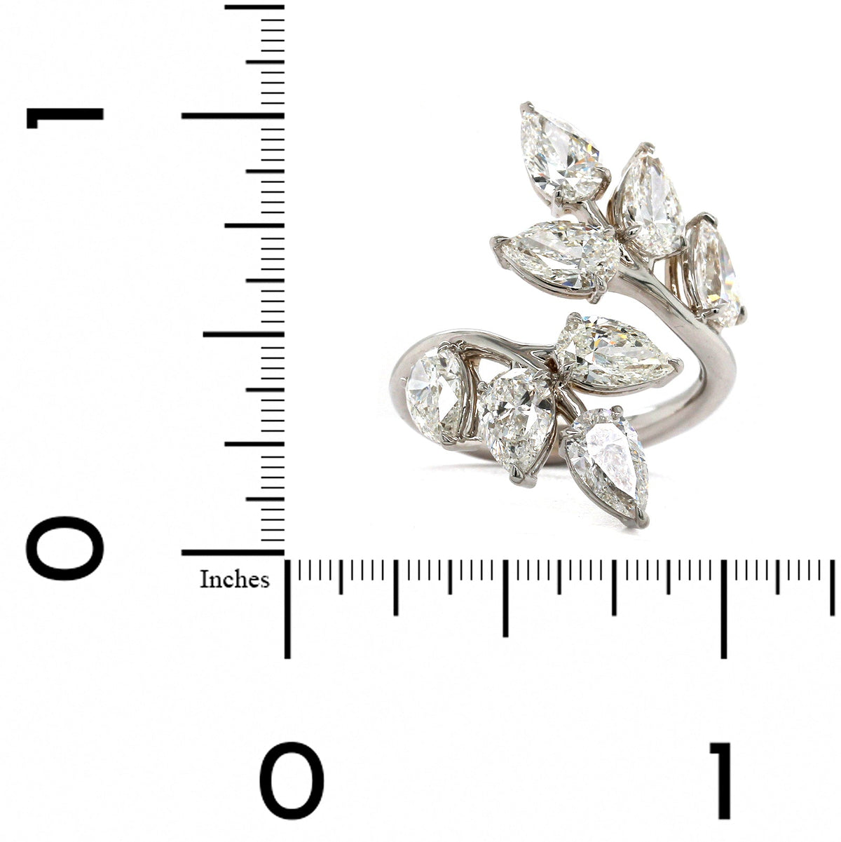 18K White Gold Pear Shape Diamond Bypass Ring, 18k white gold, Long's Jewelers