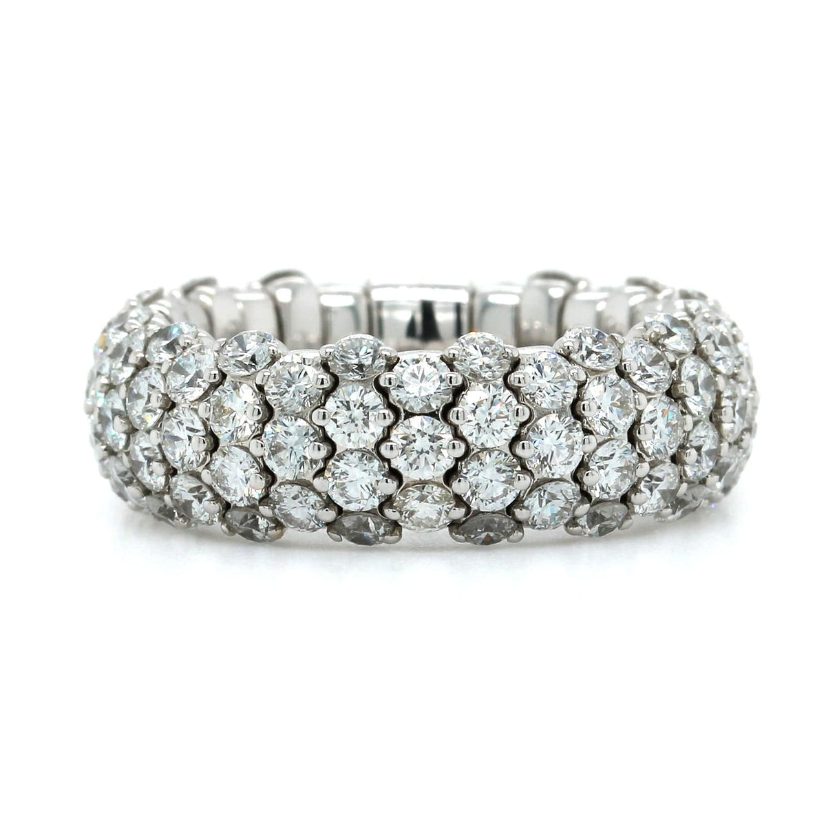18K White Gold Pave Diamond Stretch Ring