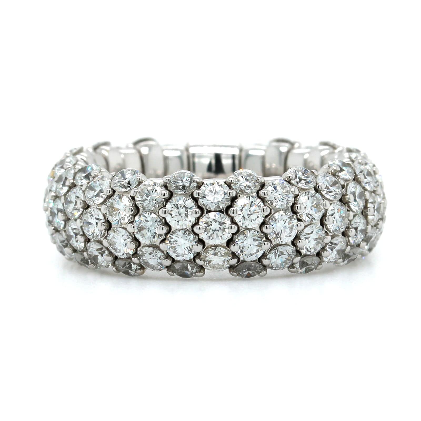 18K White Gold Pave Diamond Stretch Ring