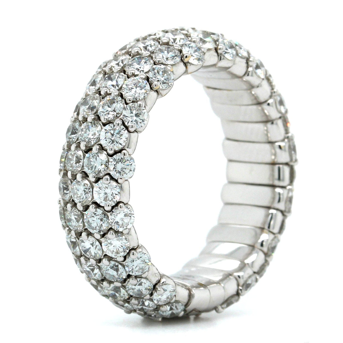 18K White Gold Pave Diamond Stretch Ring