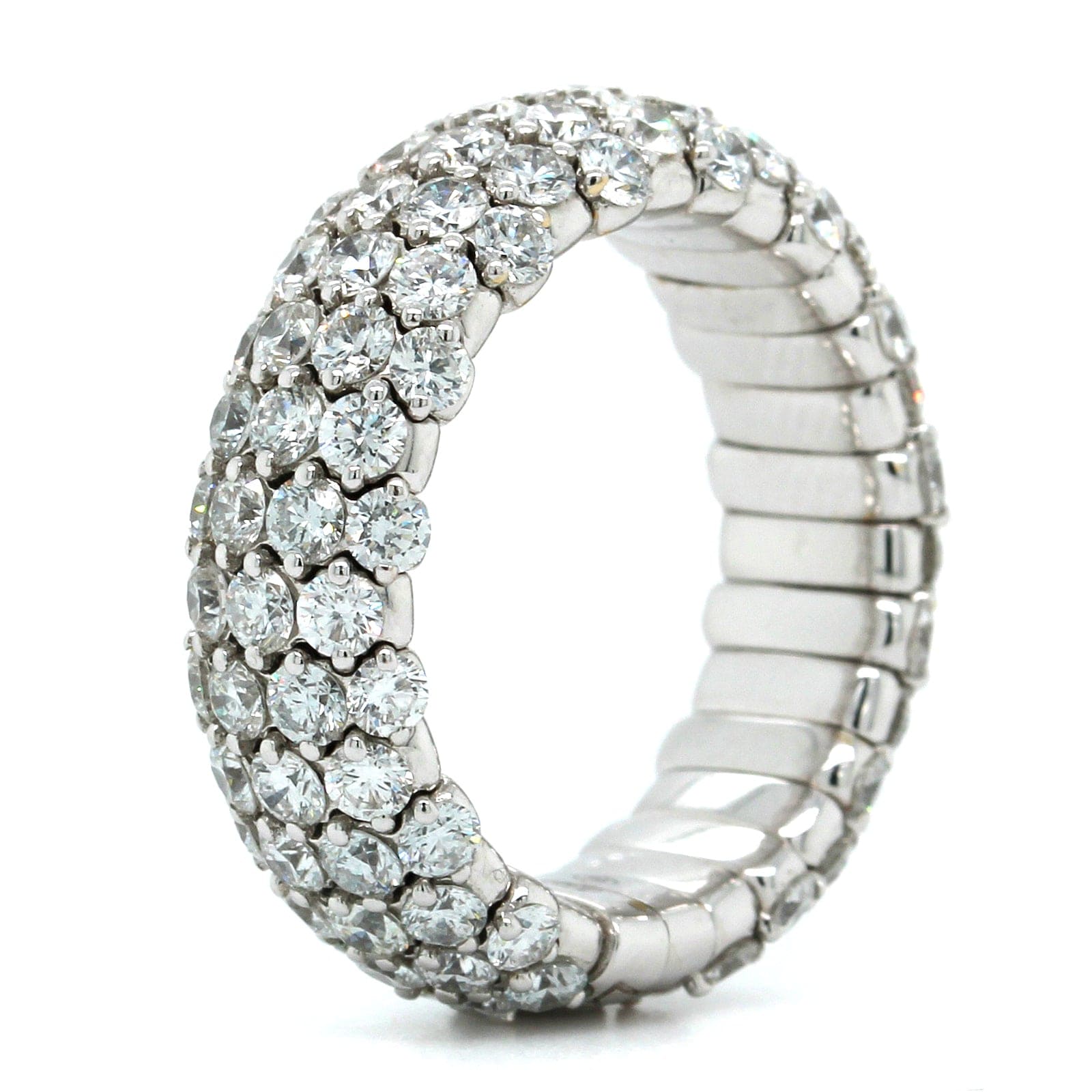 18K White Gold Pave Diamond Stretch Ring