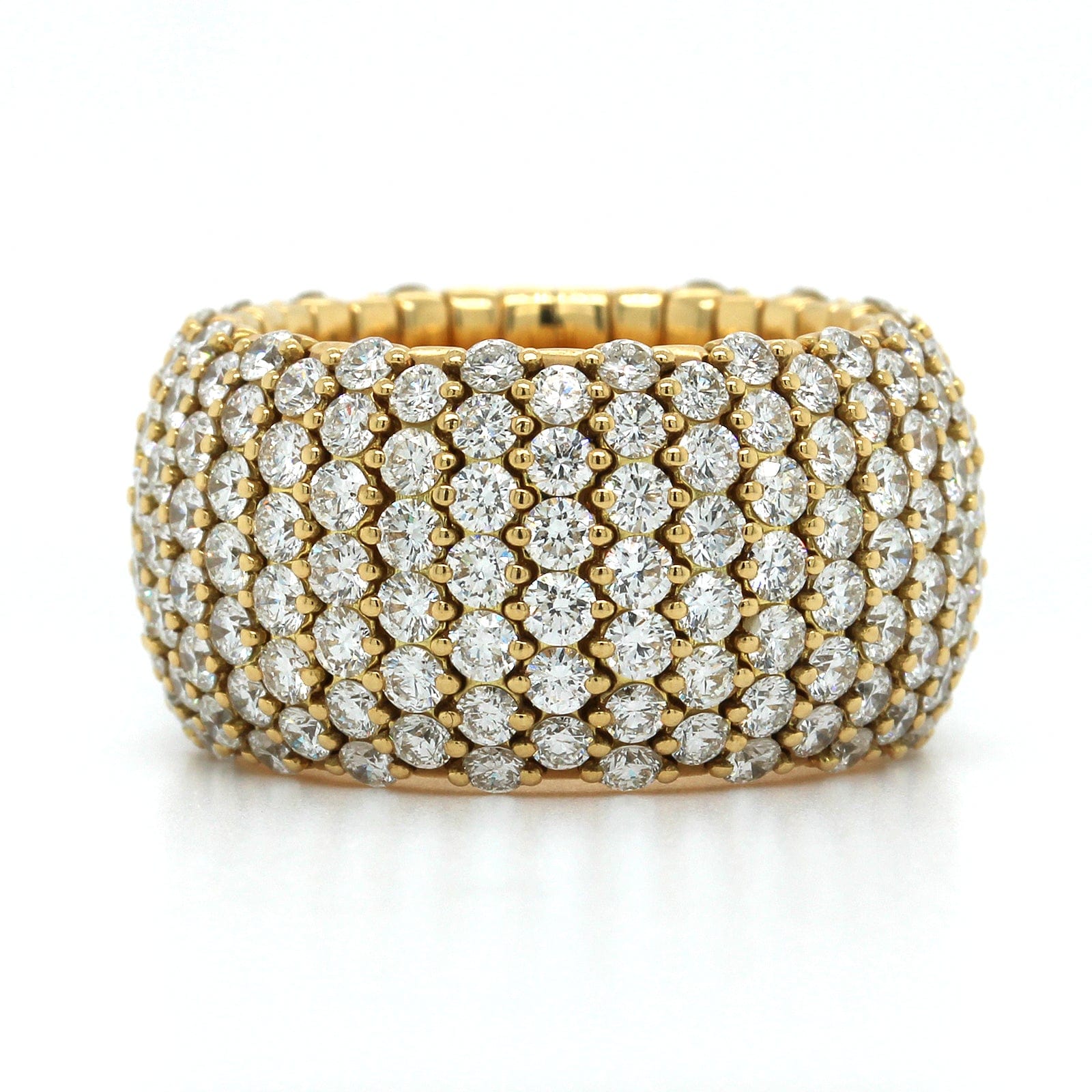 18K Yellow Gold 6 Row Diamond Stretch Ring, 18k yellow gold, Long's Jewelers