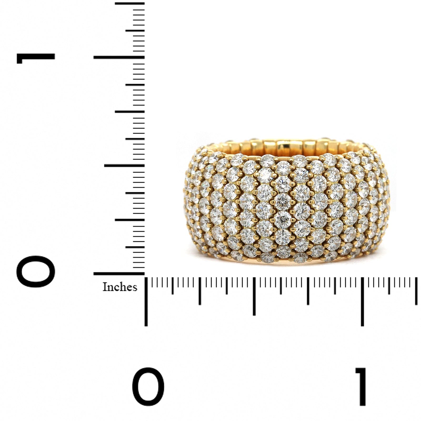 18K Yellow Gold 6 Row Diamond Stretch Ring