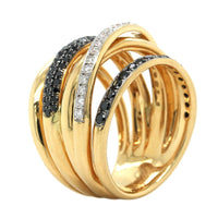 18K Yellow Gold Wide Multi Row Black Diamond Ring, 18k yellow gold, Long's Jewelers