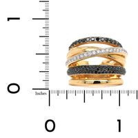 18K Yellow Gold Wide Multi Row Black Diamond Ring, 18k yellow gold, Long's Jewelers