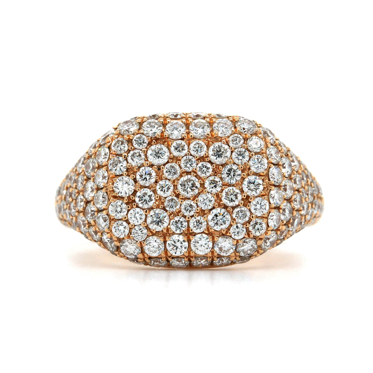 18K Rose Gold Pave Diamond Signet Ring, 18k rose gold, Long's Jewelers