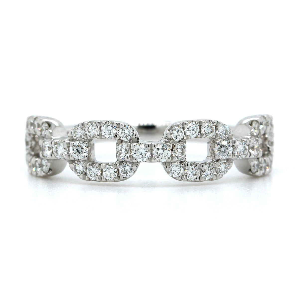 14K White Gold Link Design Pave Diamond Ring, 14k white gold, Long's Jewelers