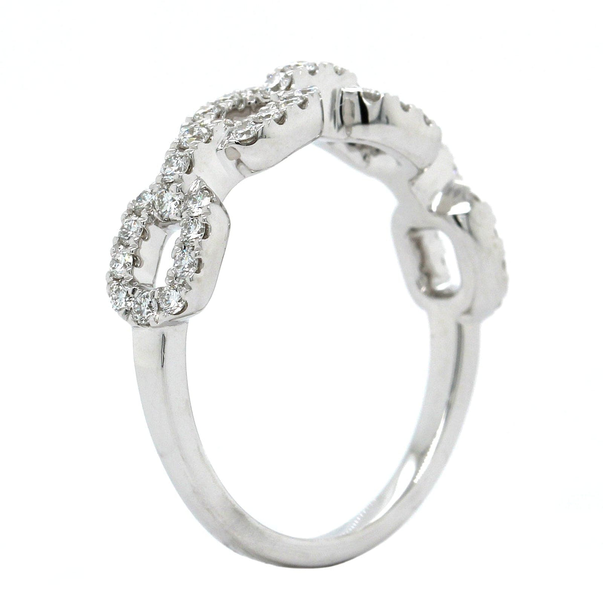 14K White Gold Link Design Pave Diamond Ring, 14k white gold, Long's Jewelers