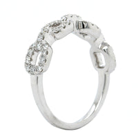 14K White Gold Link Design Pave Diamond Ring, 14k white gold, Long's Jewelers