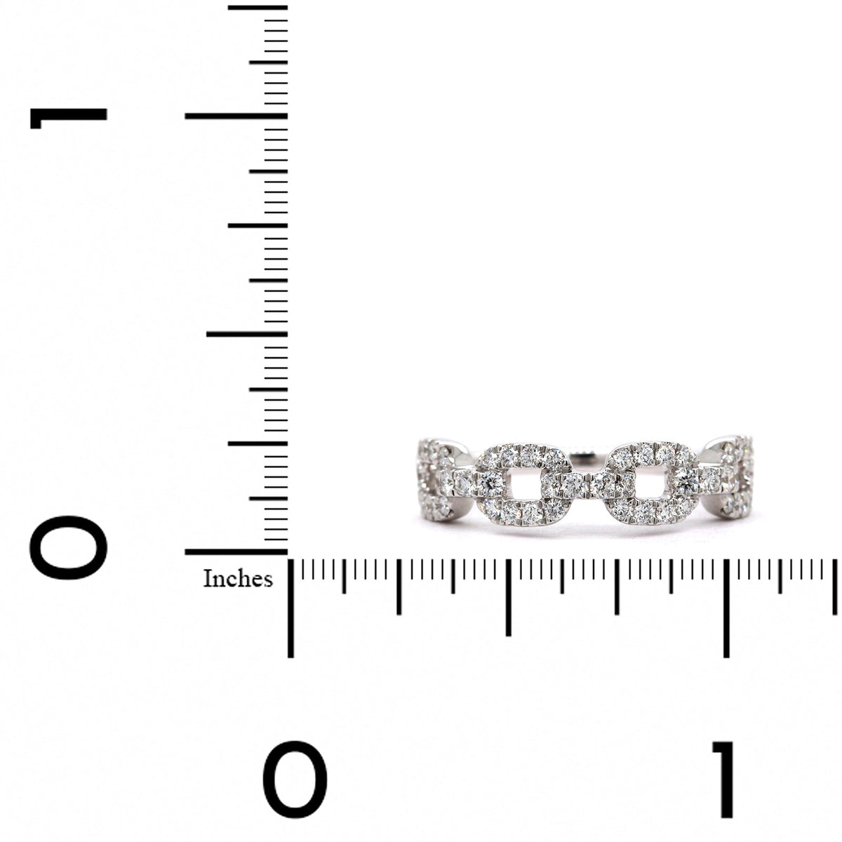 14K White Gold Link Design Pave Diamond Ring, 14k white gold, Long's Jewelers