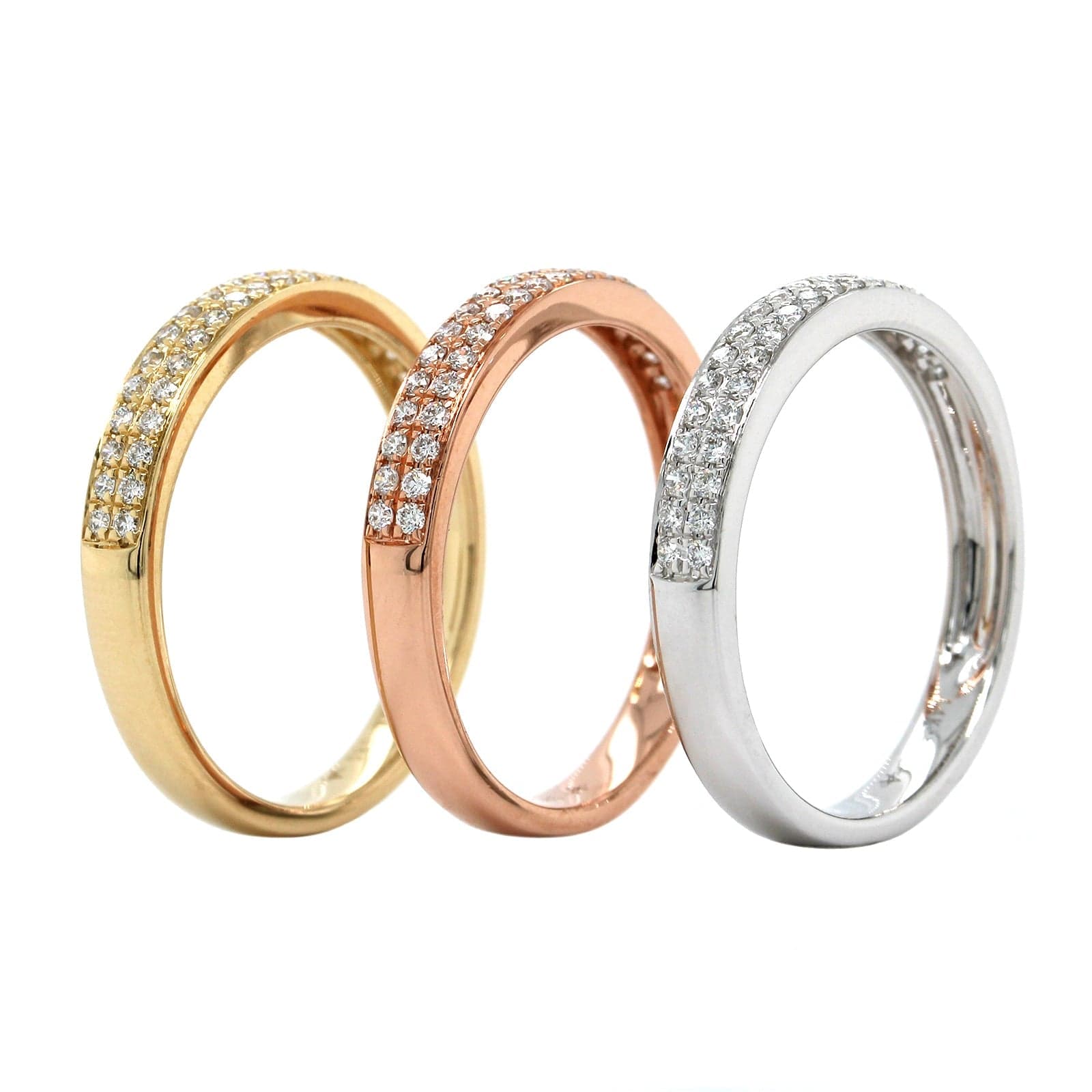 14K Tri-Color 3 Set Diamond Ring – Long's Jewelers
