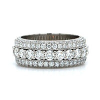 Platinum 3 Row Diamond Band, Platinum, Long's Jewelers