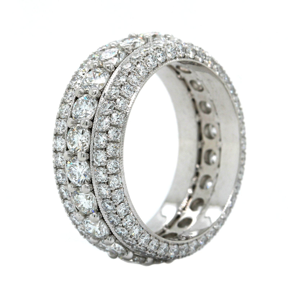 Platinum 3 Row Diamond Band, Platinum, Long's Jewelers
