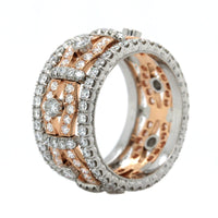 Platinum and 18K Rose Gold Wide Diamond Band, Platinum and 18k rose gold, Long's Jewelers