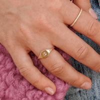 14K White Gold Baguette Diamond Signet Ring, 14k white gold, Long's Jewelers