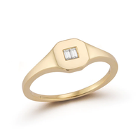 14K Yellow Gold Baguette Diamond Signet Ring, 14k yellow gold, Long's Jewelers