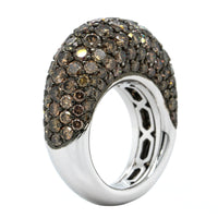 18K White Gold Pave Champagne Diamond Dome Ring