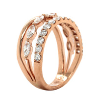 Etho Maria 18K Rose Gold Marquise Diamond 3 Row Ring