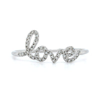 14K White Gold Diamond Love Script Ring