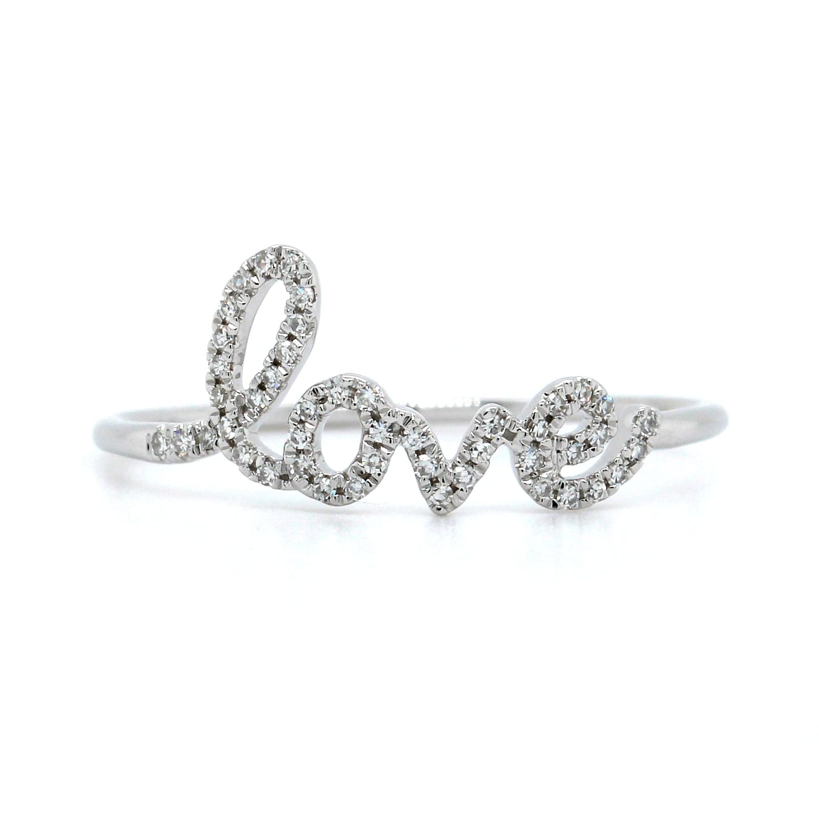 14K White Gold Diamond Love Script Ring – Long's Jewelers