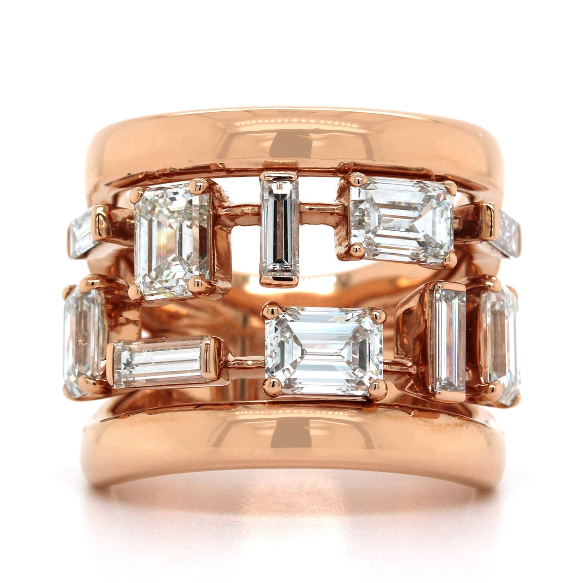 Etho Maria 18K Rose Gold Baguette Diamond Wide Ring