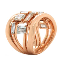 Etho Maria 18K Rose Gold Baguette Diamond Wide Ring
