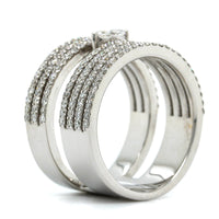 18K White Gold 7 Row Marquise Diamond Wide Ring
