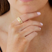 18K Yellow Gold 3 Row Crisscross Diamond Ring, 18k yellow gold, Long's Jewelers