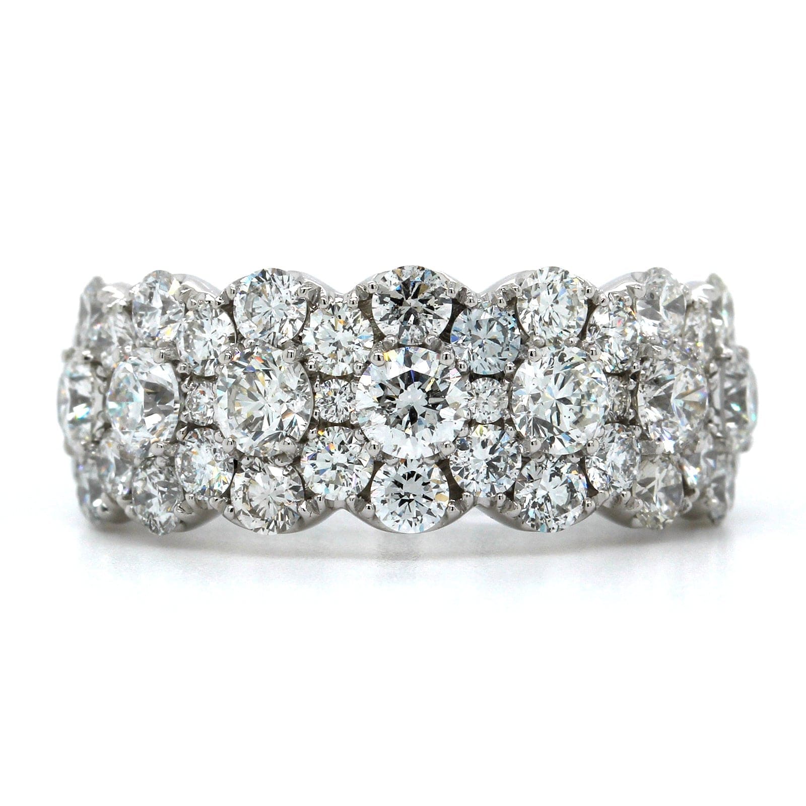 14K White Gold Diamond Cluster Band