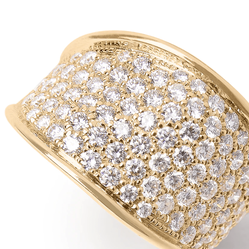 Lunaria 18K Yellow Gold Pave Diamond Ring, Long's Jewelers
