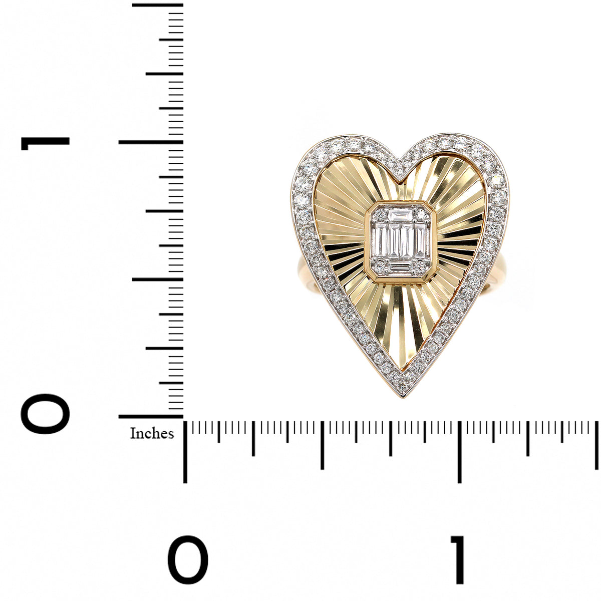 14K Yellow Gold Heart Diamond Ring