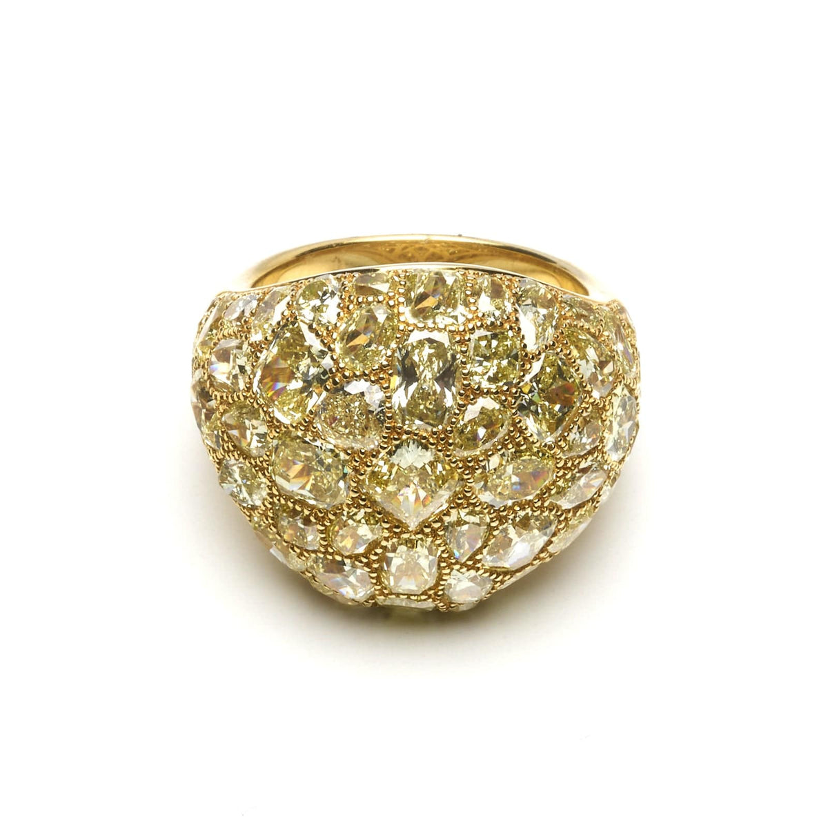 Eclat Jewels 18K Yellow Gold Yellow Diamond Dome Ring